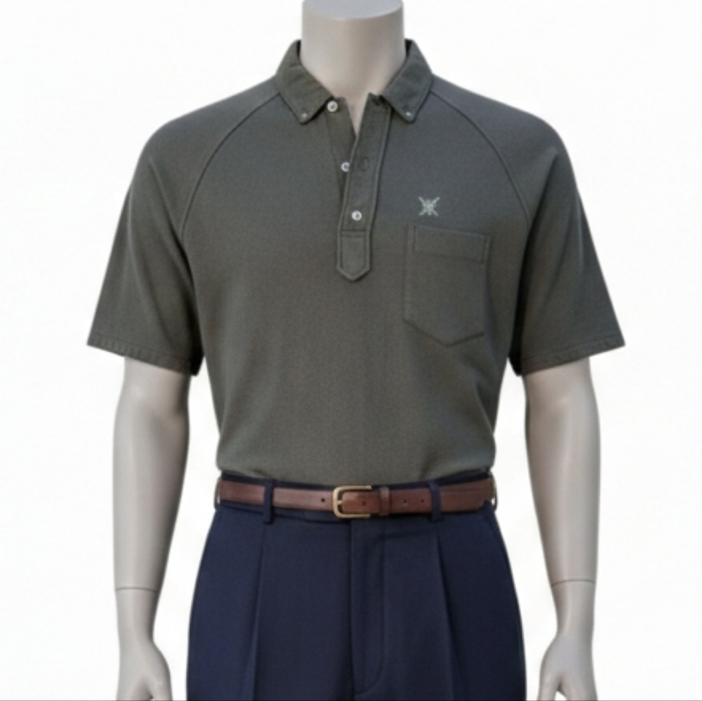 Vtg 70s Da Vinci California Knit Polo Shirt L Large Wool Feel Retro Mod USA Mens